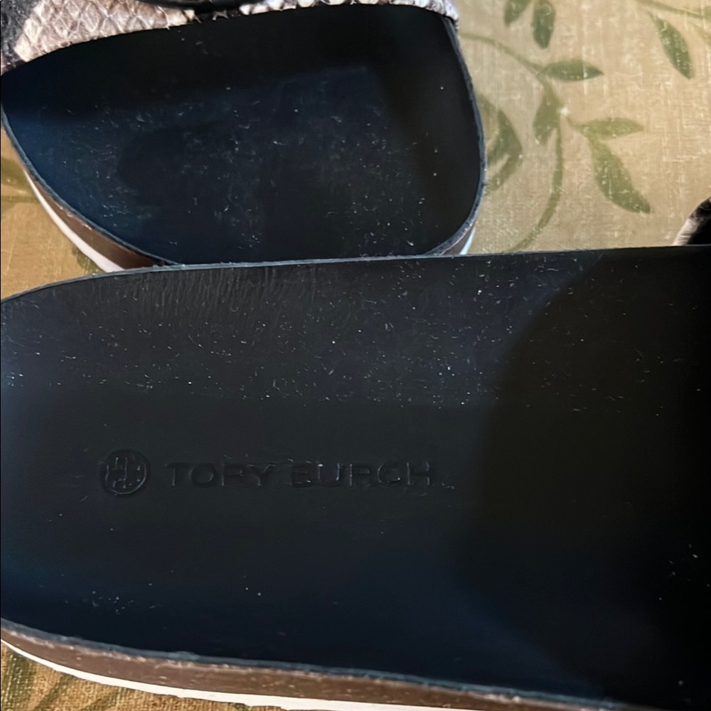 Tory Burch Snakeskin and Black Slide Sandals - Picture 4 of 5